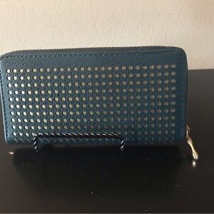 Teal Wallet with Gold Studs